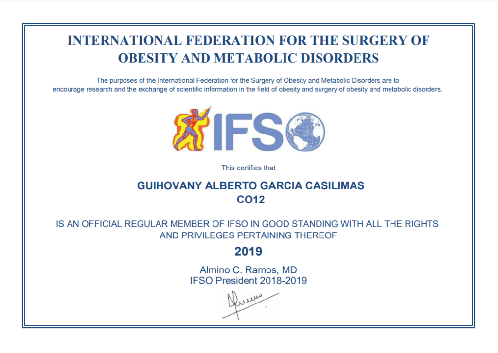 Dr. Guihovany García, Cirujano Bariátrico IFSO